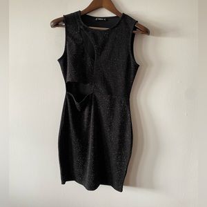 Black sparkly cut out bodycon dress